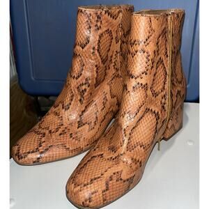 Steve Madden Pixie Ankle Boots Brown/Gold/Tan Snakeskin Print - Women's Size 7.5